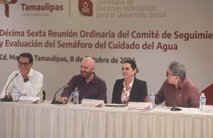 Mónica Villarreal Anaya y participan en la 16ª Reunión Ordinaria del Comité de Seguimiento y Evaluación del Semáforo del Cuidado del Agua en Ciudad Madero, Tamaulipas.